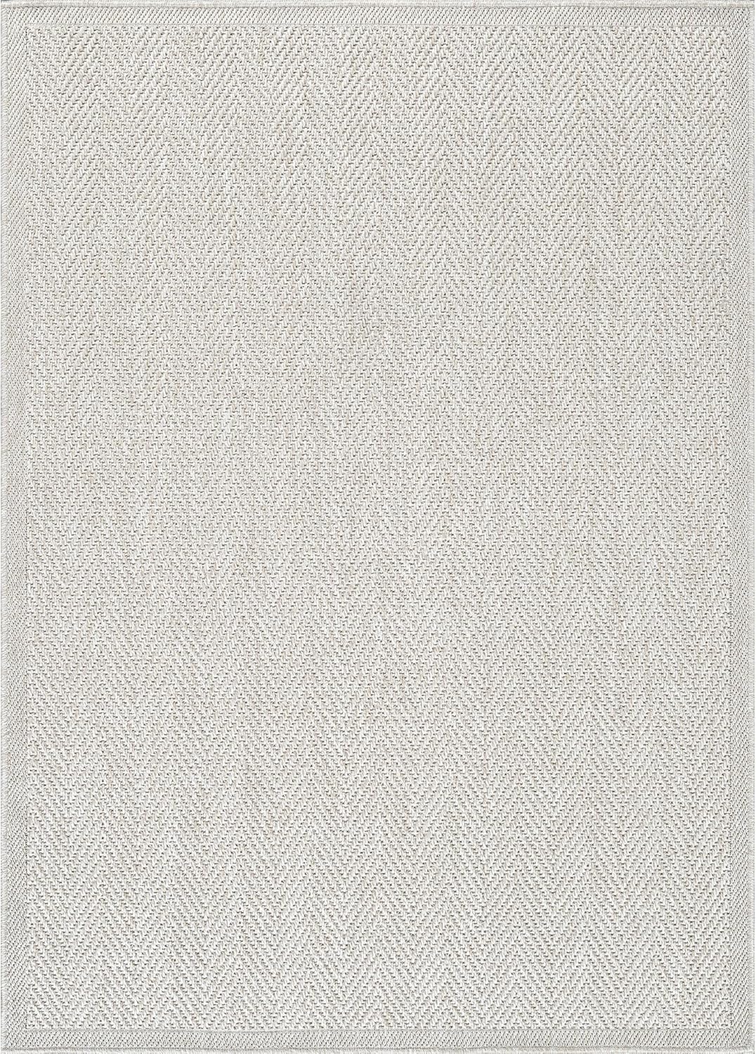 Easy Jute Rug, Indoor Outdoor Off-White Color Fiber Area Rugs Rug Herringbone Seagrass Boho Woven Design