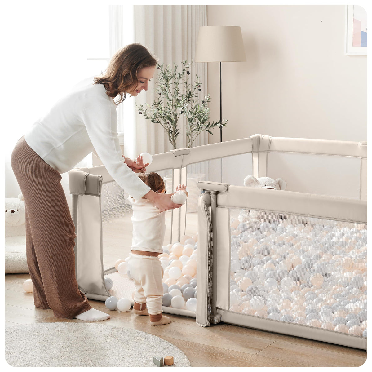 Baby Playpen, 79x71 Inch Baby Gate Playpens for Babies and Toddlers, Extra Large Playpen with Door Play Yard for