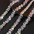 Crystal Rhinestone Chain Trim Leaf Flower Sewing, 3 Yards, AB