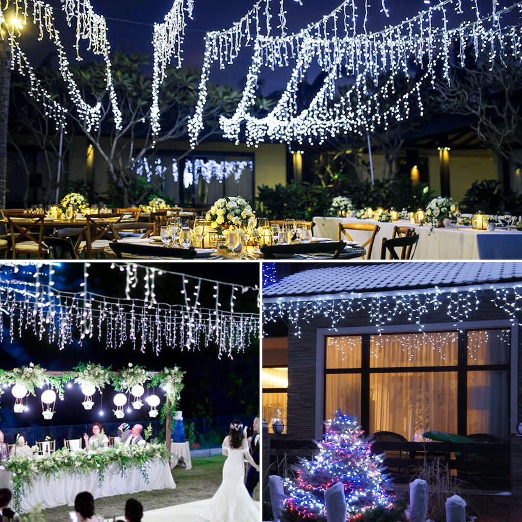 Christmas Icicle Lights with Remote,300 LED Solar Curtain Lights