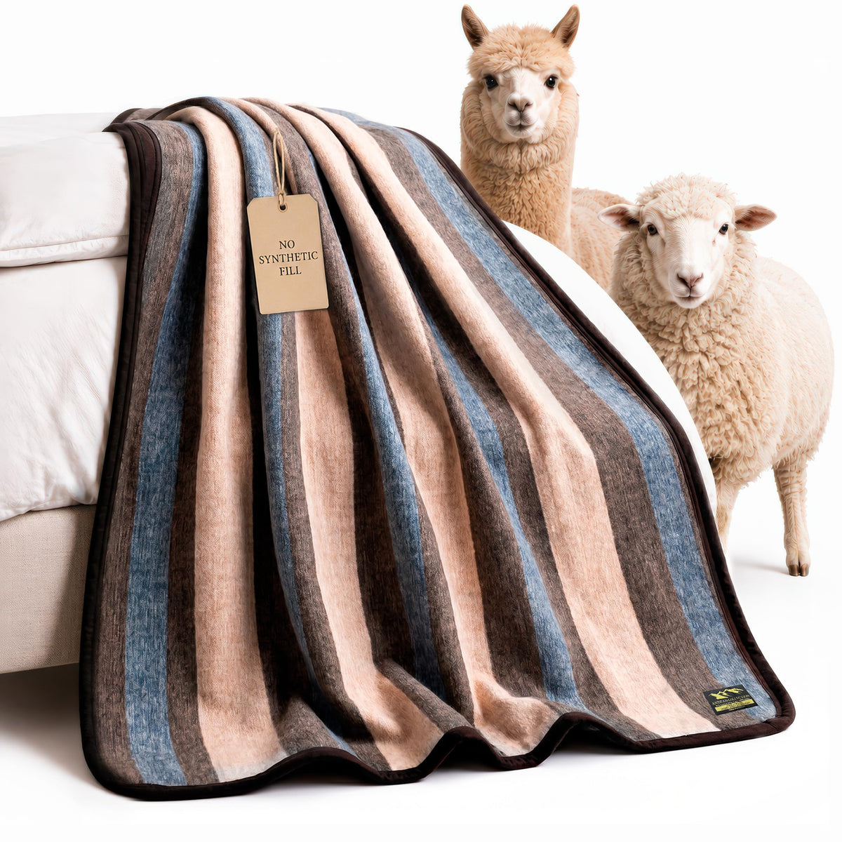 Alpaca & Sheep Wool Blanket, Heavyweight Warmth, Earth Tones