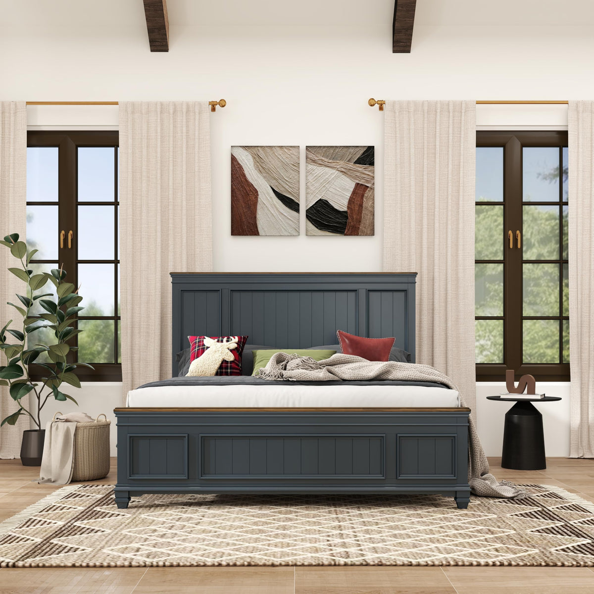 Riverton Shiplap Wood Panel Bed, Slate Blue