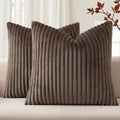Fall Soft Coffee Flannel Throw Pillow Covers 22X22 Set of 2