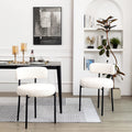 Boucle Set of 2, Upholstered Dining Room Chairs White