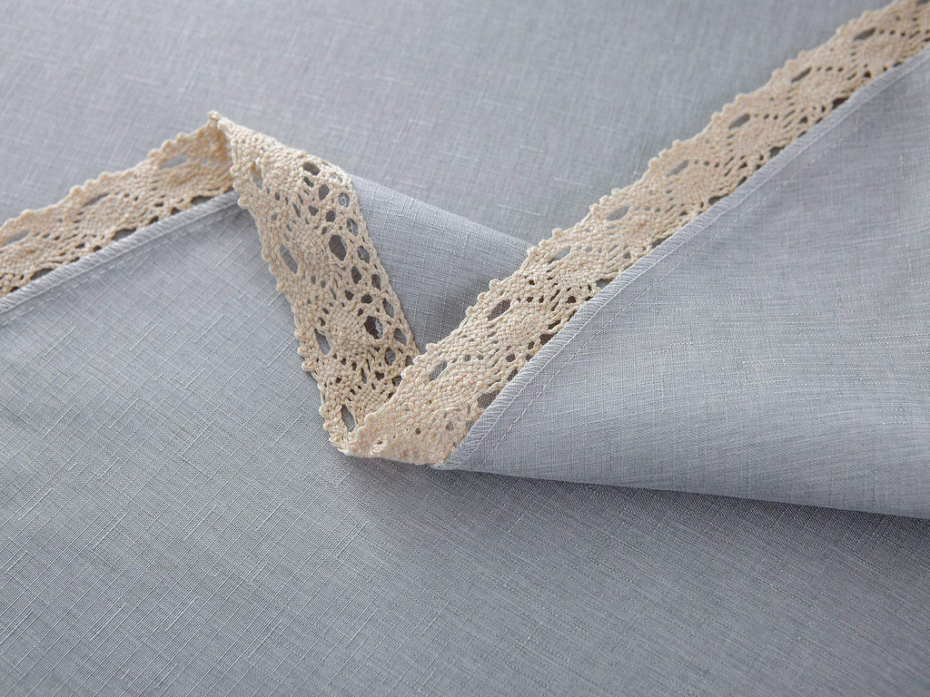 Faux Linen Tablecloth with Lace Trim - Waterproof/Spill Proof/Stain Resistant/Wrinkle Free/Oil Proof - for Banquet