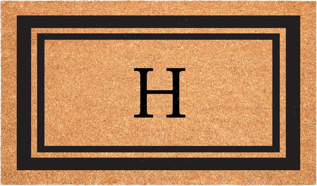 152962436H Black Border 24" x 36" Monogram Doormat, (Letter H)