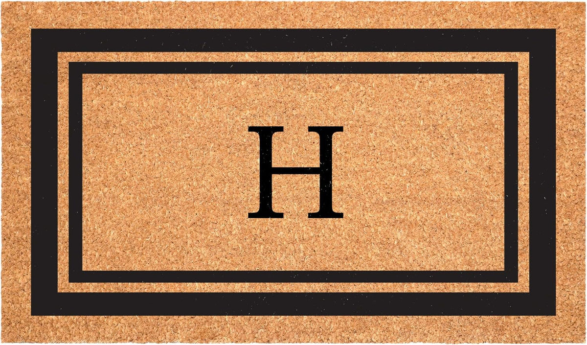 152962436H Black Border 24" x 36" Monogram Doormat, (Letter H)