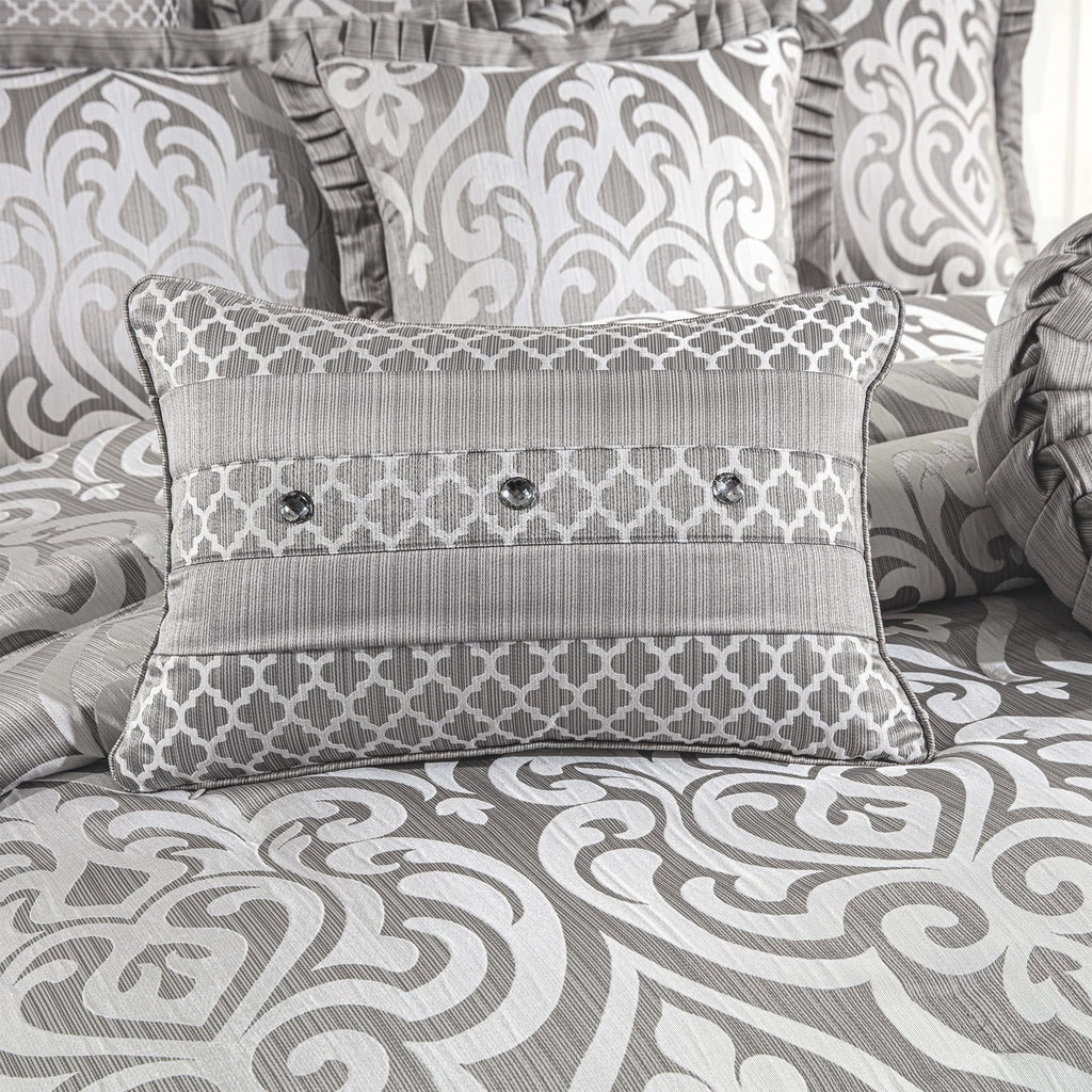 9 PCS Contemporary Jacquard Comforter Set, Silver Gray