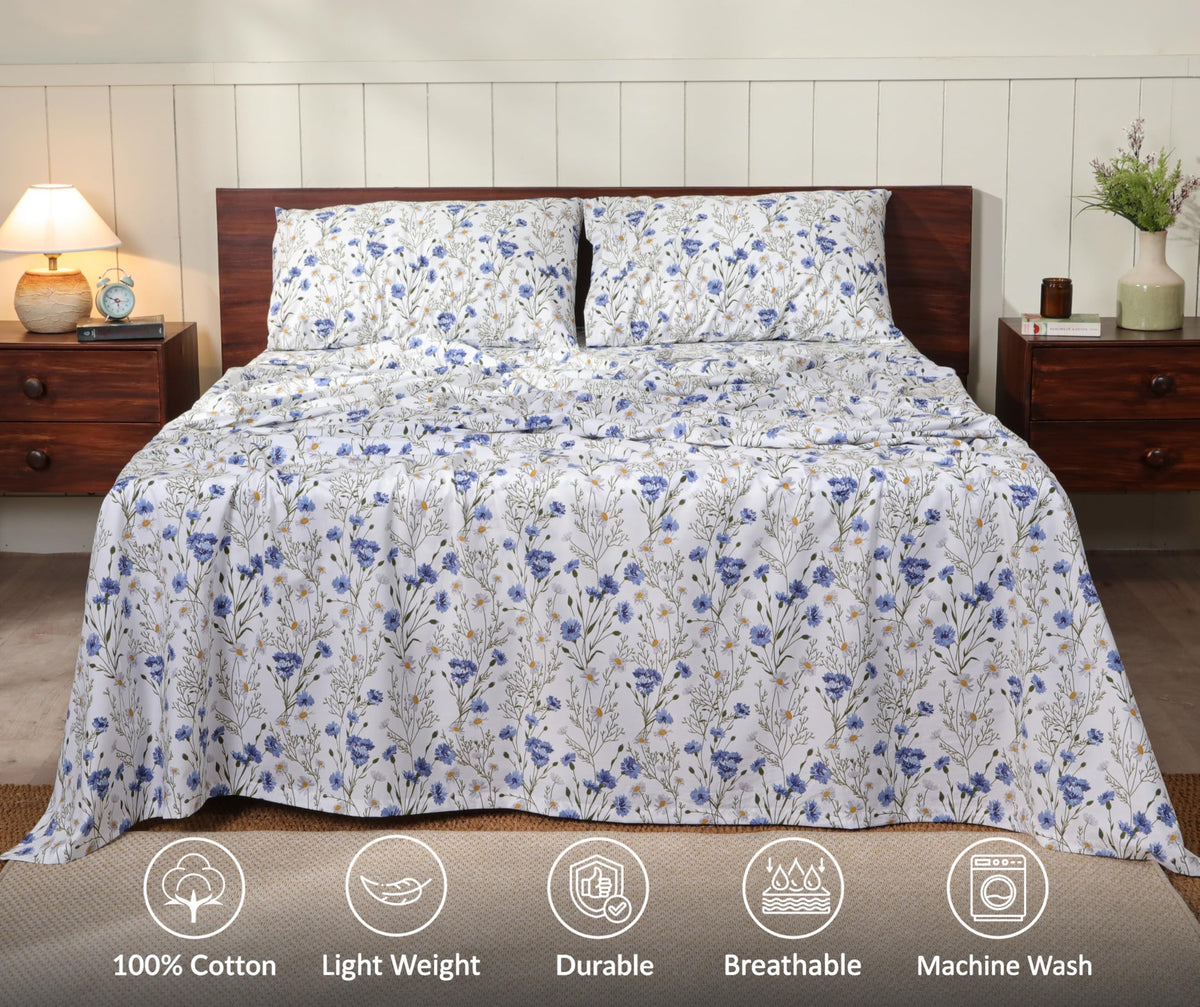 100% Cotton Sheets, Percale Sheet Set, Sweet Pea