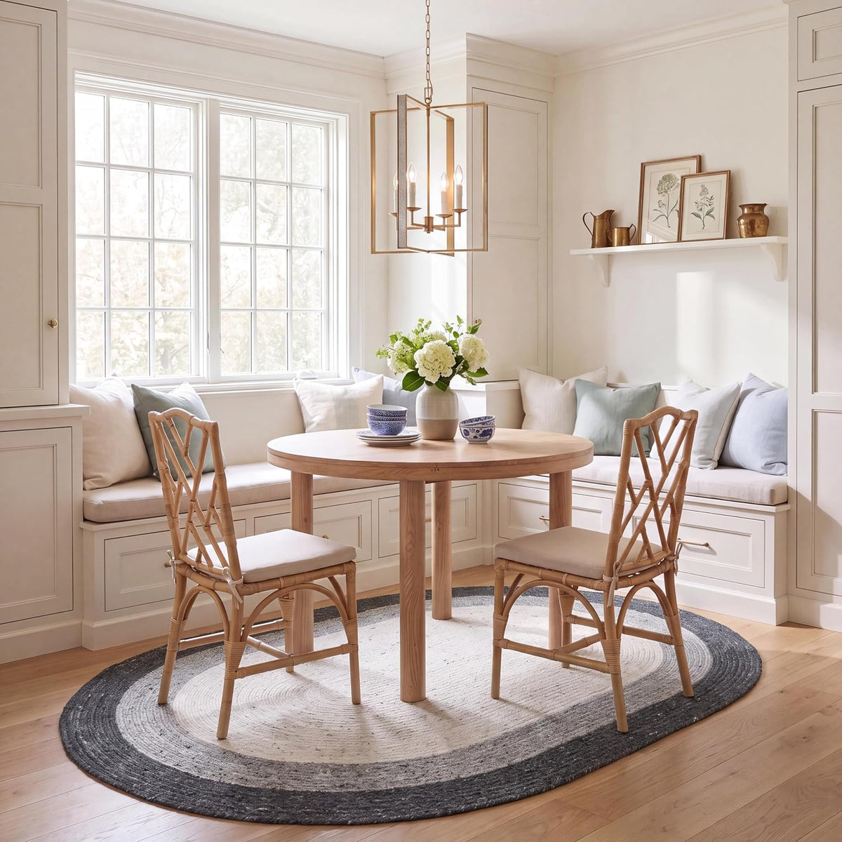 Braided Wool Oval Rug 6'x9', Farmhouse Grey & Ivory BRD903A