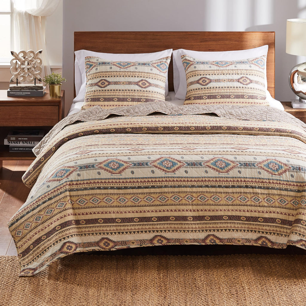 Barefoot Bungalow Phoenix Western Spirit Quilt Set, 3-Piece, Tan