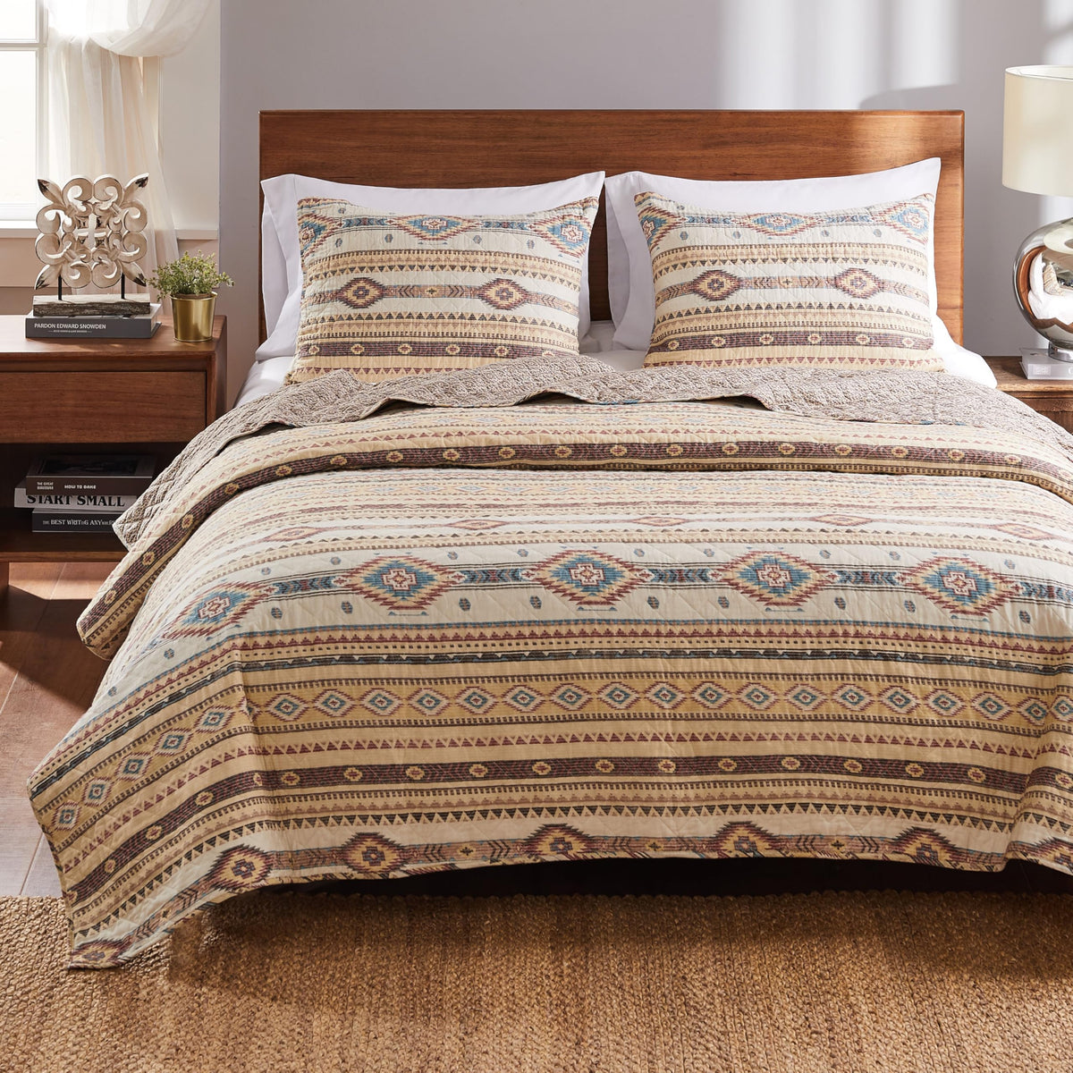 Barefoot Bungalow Phoenix Western Spirit Quilt Set, 3-Piece, Tan