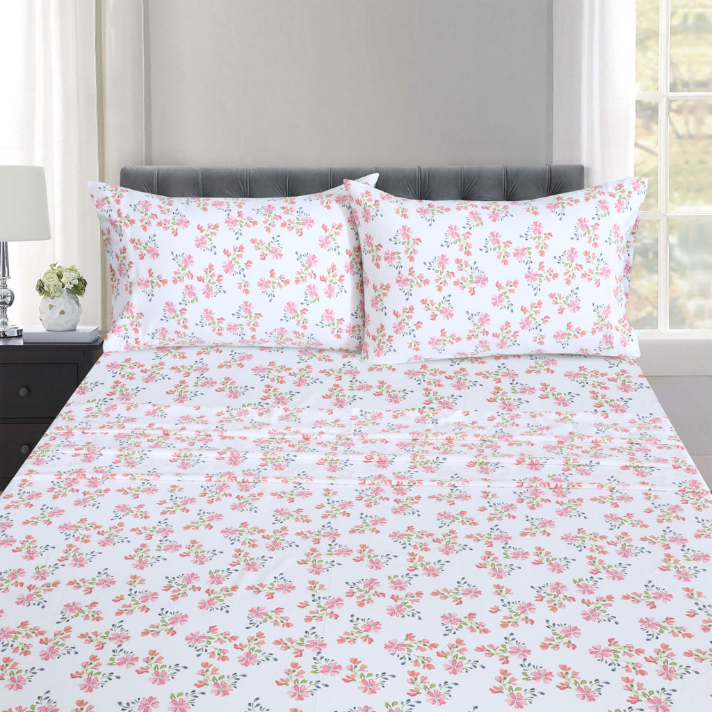 100% Cotton Split King Sheets, Percale Sheet Set, Bloomex