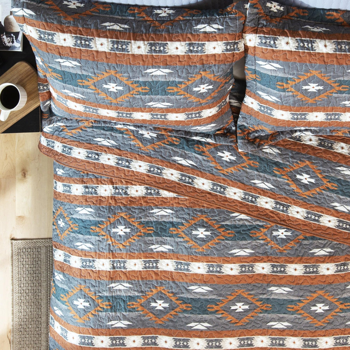Aztec Country Bedding Set, Southwestern 2-Piece Microfiber Quilt Set, Checotah