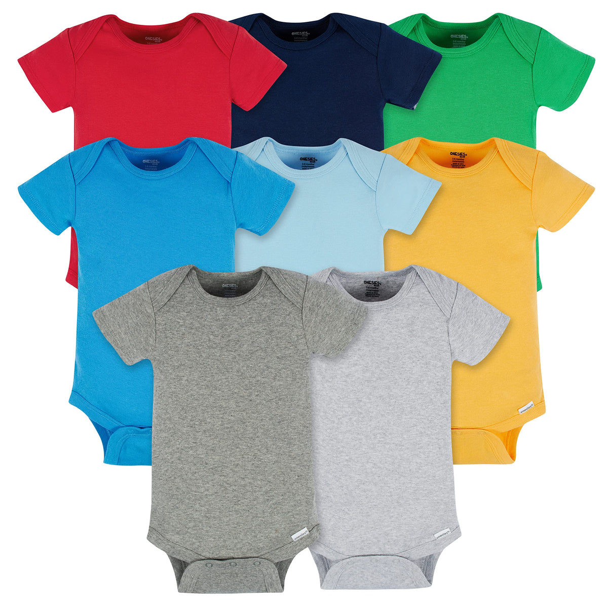 Baby Boys Pack Short Sleeve Mix & Match Bodysuits and Toddler T-Shirt Set, Solid Boy Colors, US