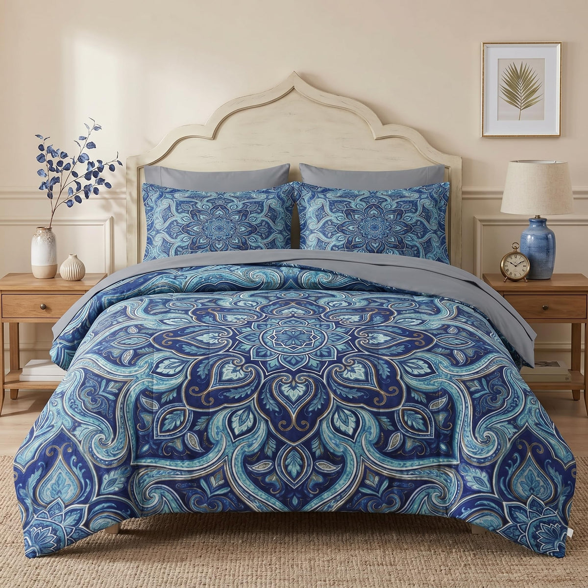 Comforter Set with Sheets, 7 Pieces Mandala Paisley Bedding