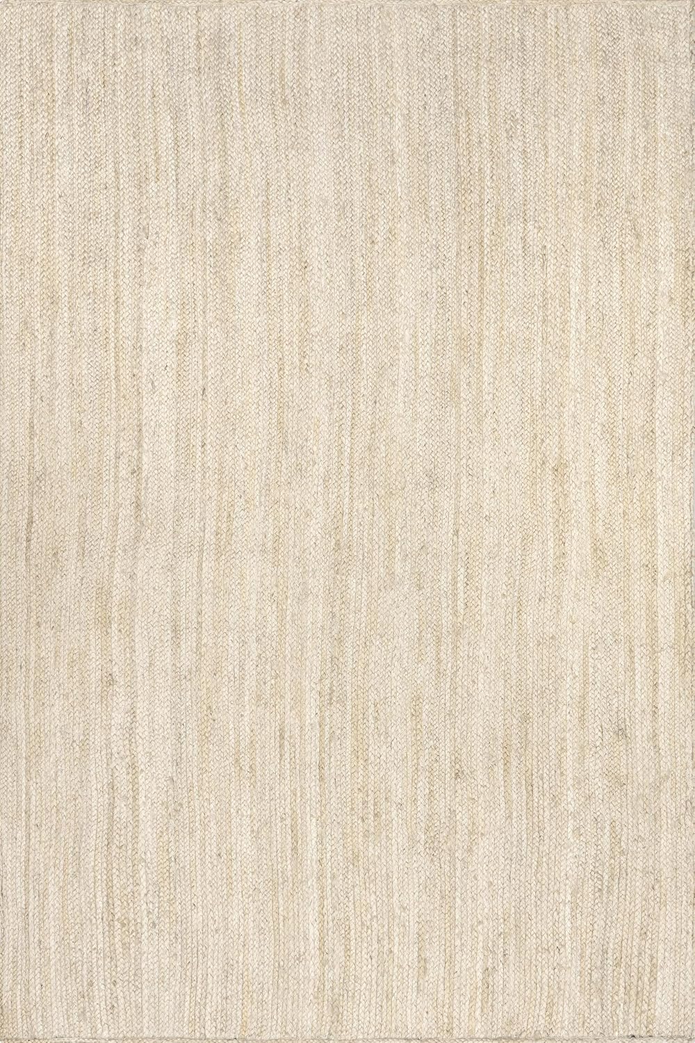 Rigo Jute Hand Woven Area Rug, Off White, Solid Farmhouse Design, Natural Fiber