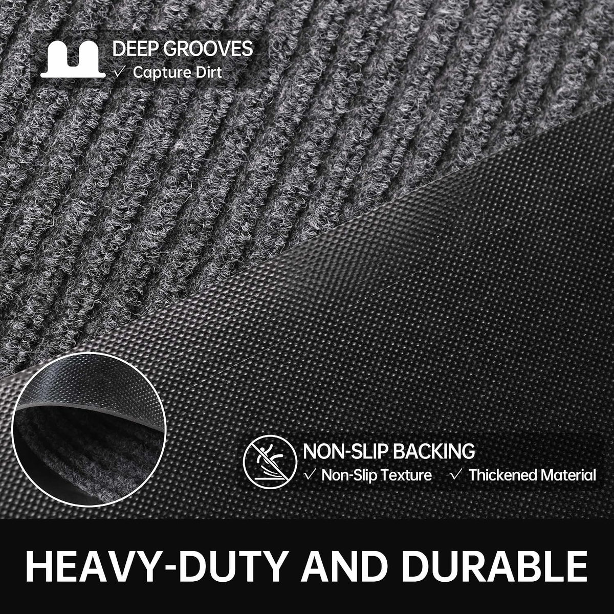 Front Door Mat, 3' x 5' Heavy Duty Indoor Outdoor Welcome Mat , Commercial Floor Entrance, Low Profile, Non-Slip