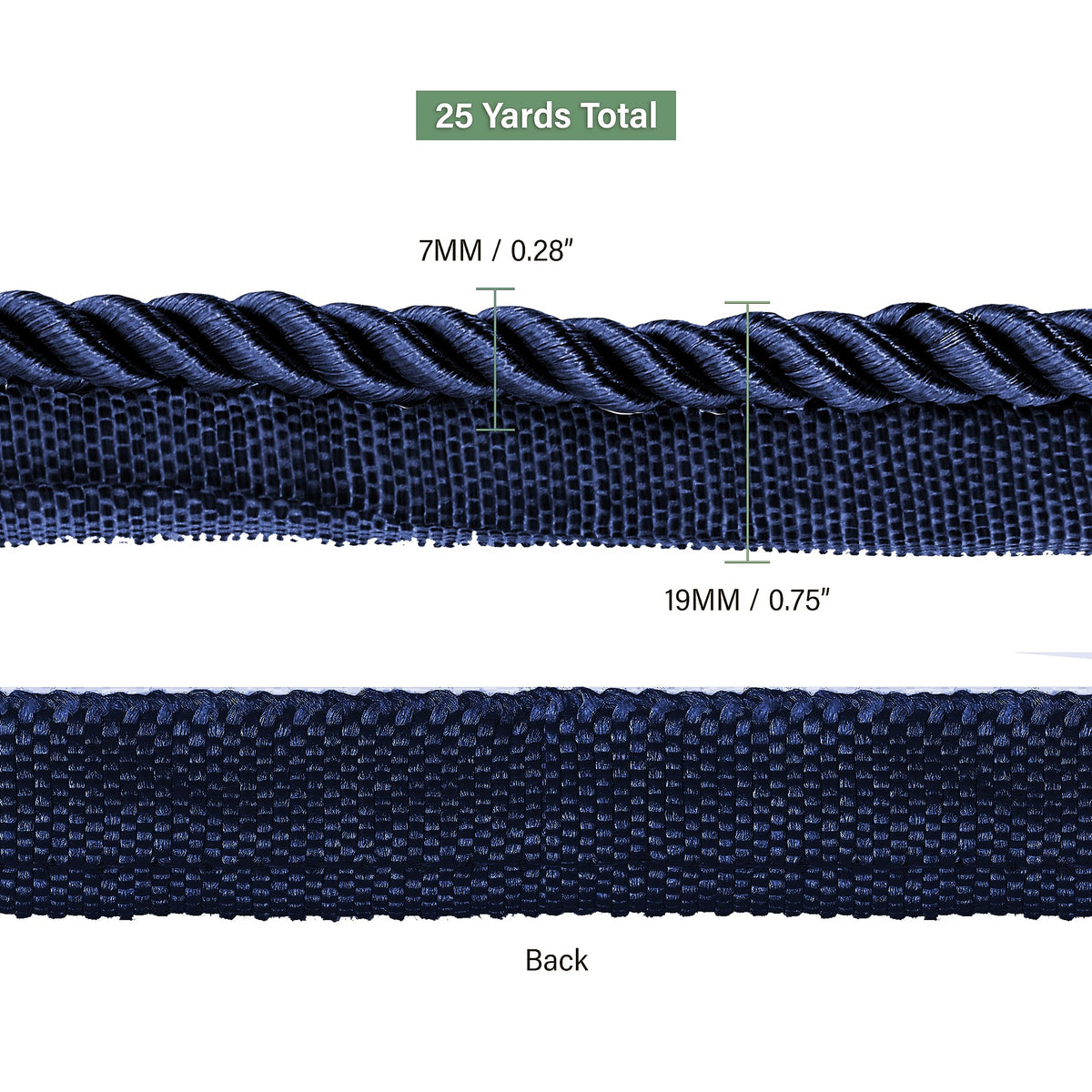 Navy Blue Twisted Lip Cord for Sewing Piping Upholstery Trim