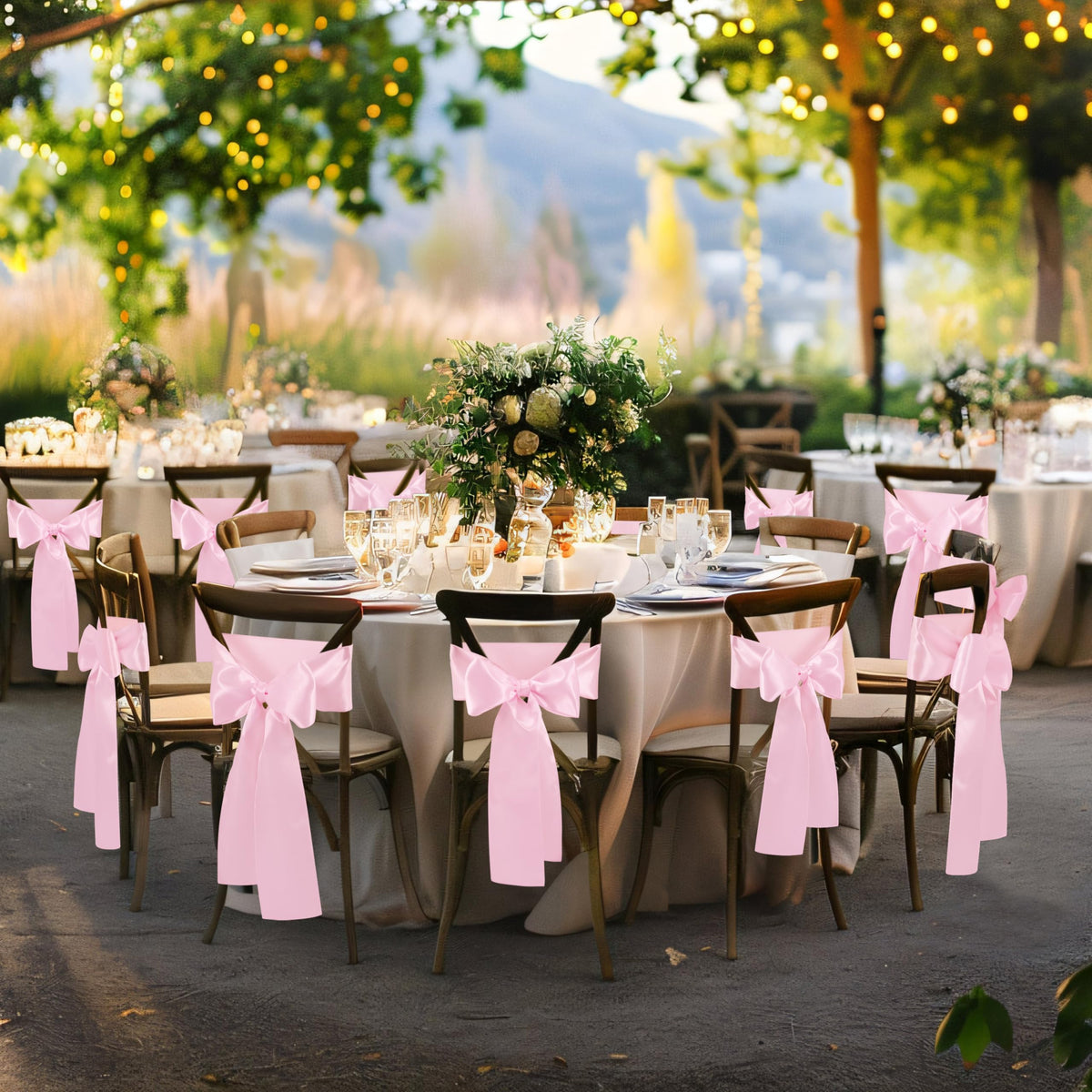Pink Satin Chair Sashes, 6 x 108 inch, 50 Pcs