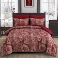 Red Paisley Comforter Set Full Size 7 Piece Bed in a Bag