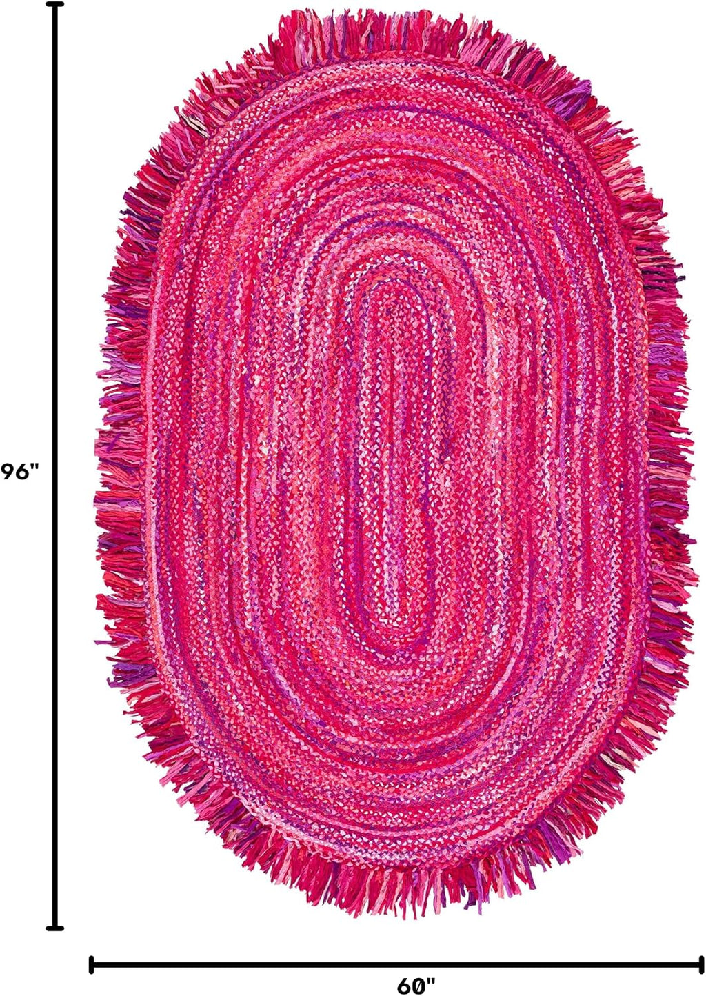 Braided Oval Rug 5x8, Pink & Fuchsia BRD451U