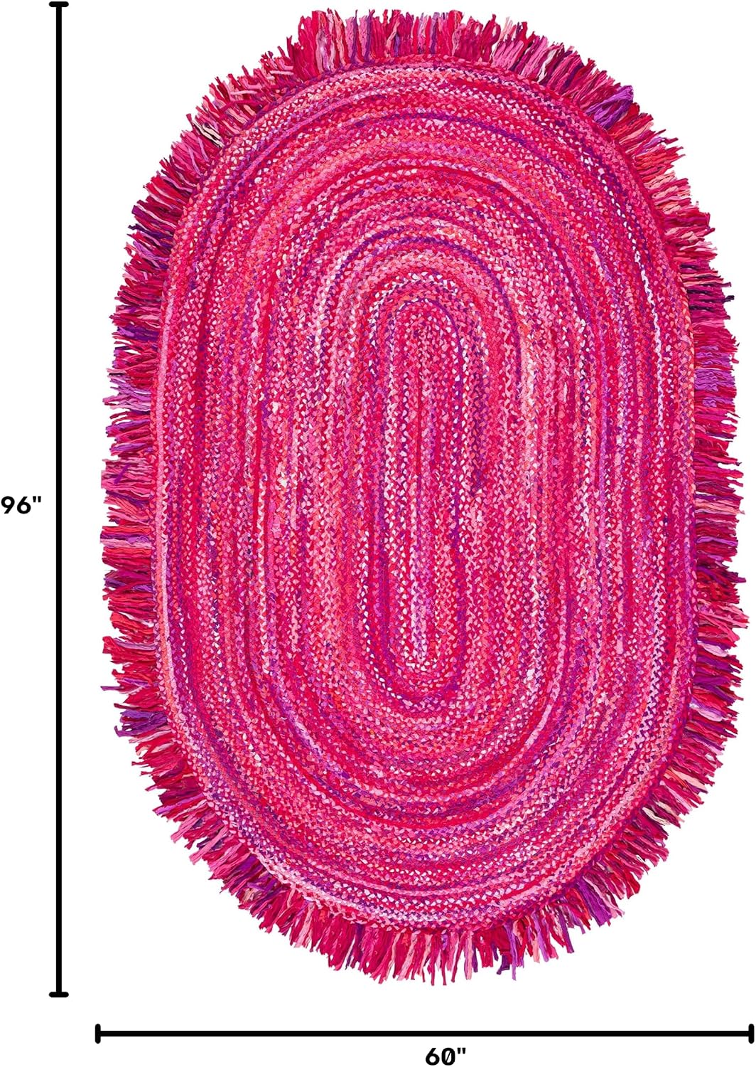 Braided Oval Rug 5x8, Pink & Fuchsia BRD451U