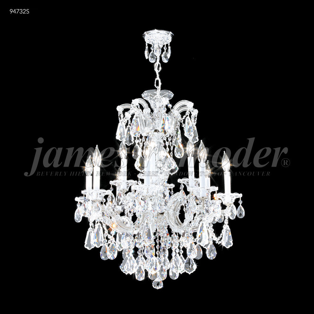 James R. Moder Maria Theresa Royal Collection 12-Light Crystal Chandelier — Silver, 26in — Castelune Home