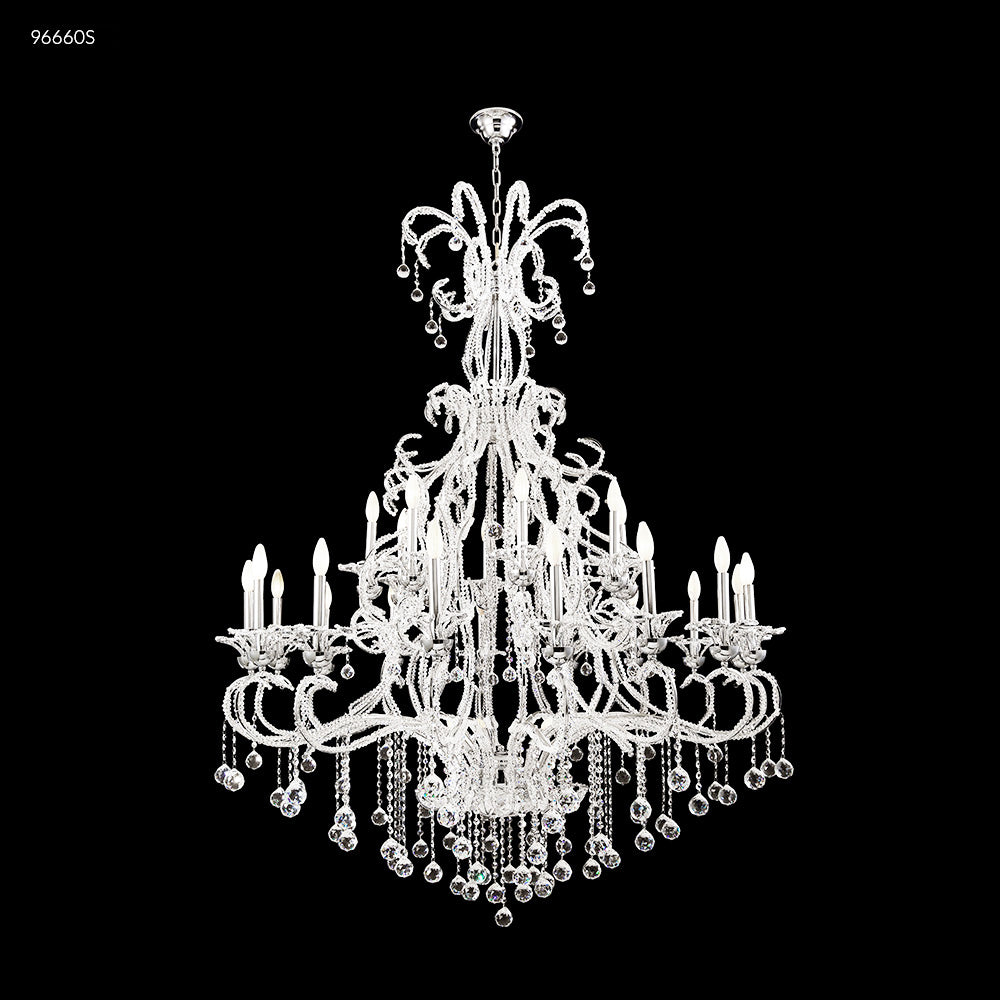 James R. Moder Pearl Collection 28-Light Crystal Chandelier — Silver, 51in — Castelune Home