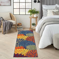 Aloha Navy Multicolor 2' x 6' Area Rug - Easy Clean, Non Shedding, Bed Room, Living Room, Dining Room, Kitchen