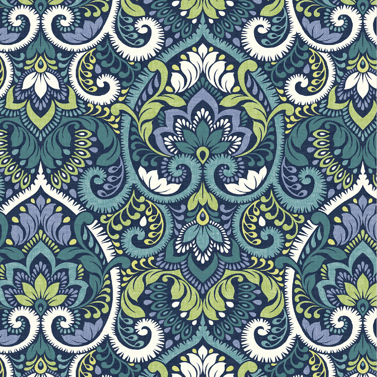 Outdoor Toss Pillow, 2-Pack, 16x16, Blue Damask