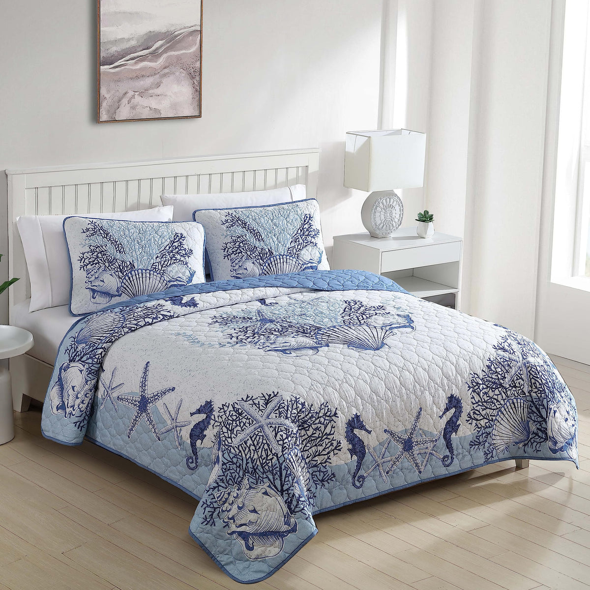 Coastal 3-Piece Quilt Set, Beach Delight Denim