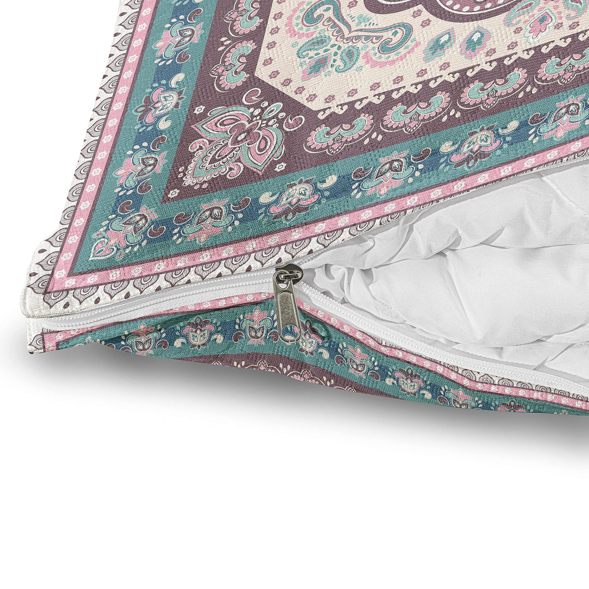 Ethnic Travel Blanket, Bohemian Hippie Mandala Paisley Design, Pillow and Comforter Combo Two in One for Camping