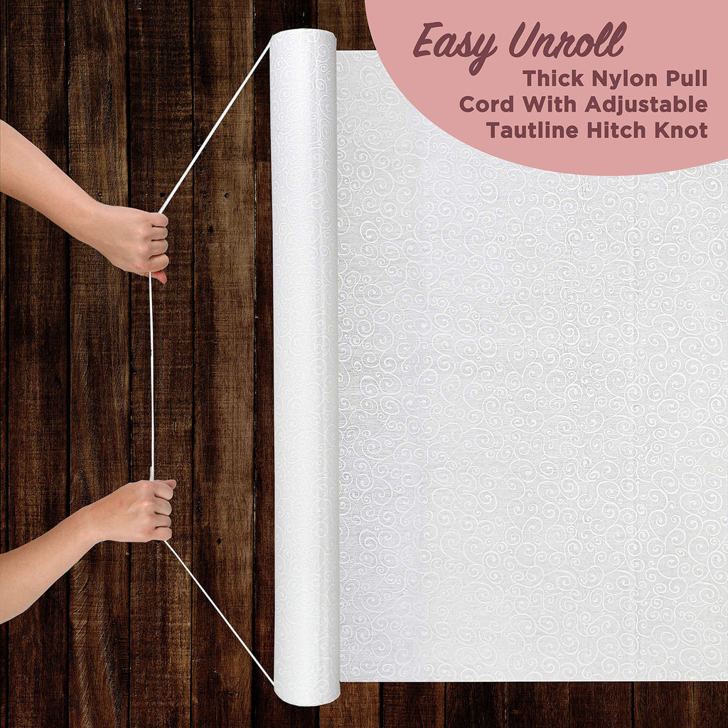 White Wedding Aisle Runner - Professional-Grade Nylon, Includes Tape Double-Sided Adhesive - Disposable Scroll