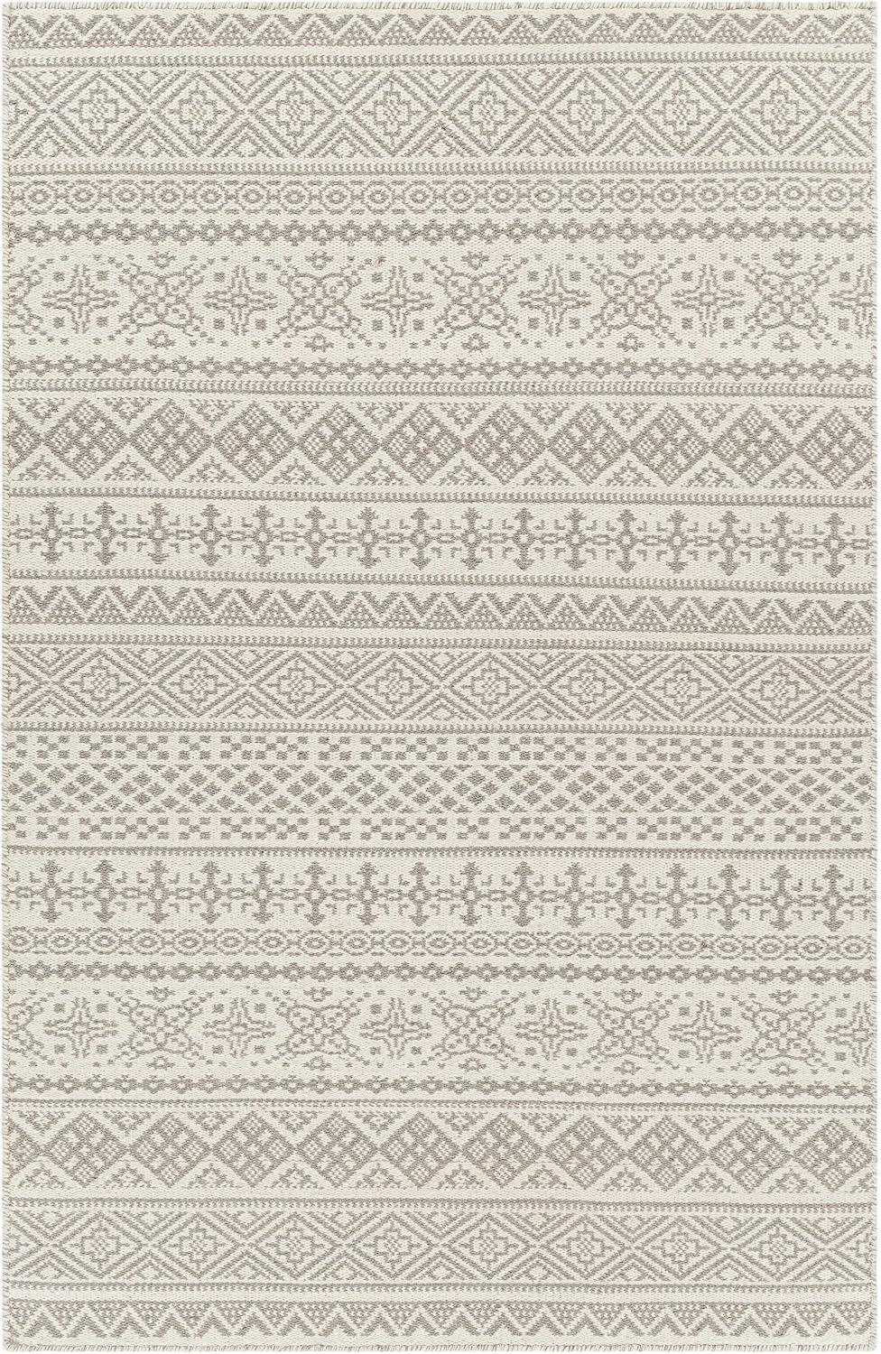 Orange Wool Hallway, Kitchen Runner Rug - Geometric Diamond Striped Border Medallion - Bohemian Transitional Tribal