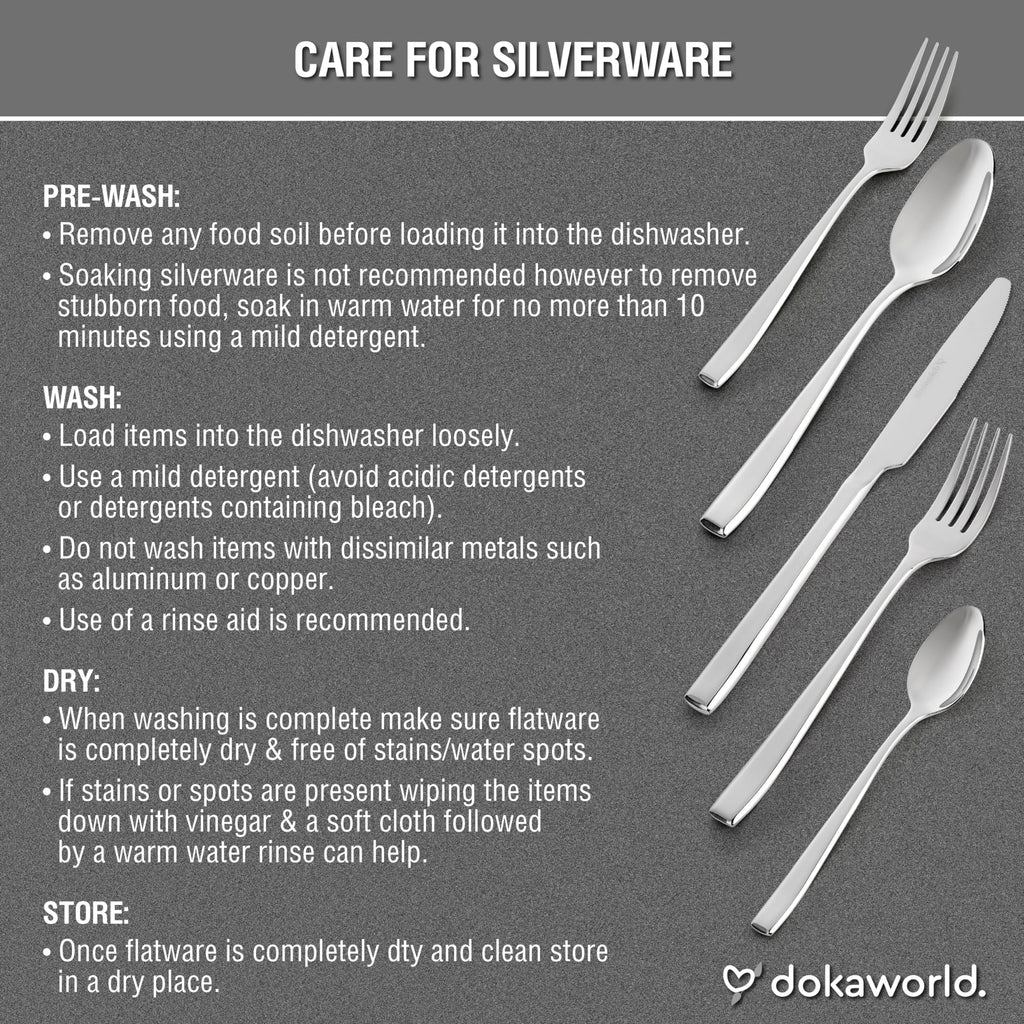 Modern Design Polished Flatware, Silverware Set for 8 persons, 40 Piece - Spoons, Forks, and Knives 18/10 Stainless