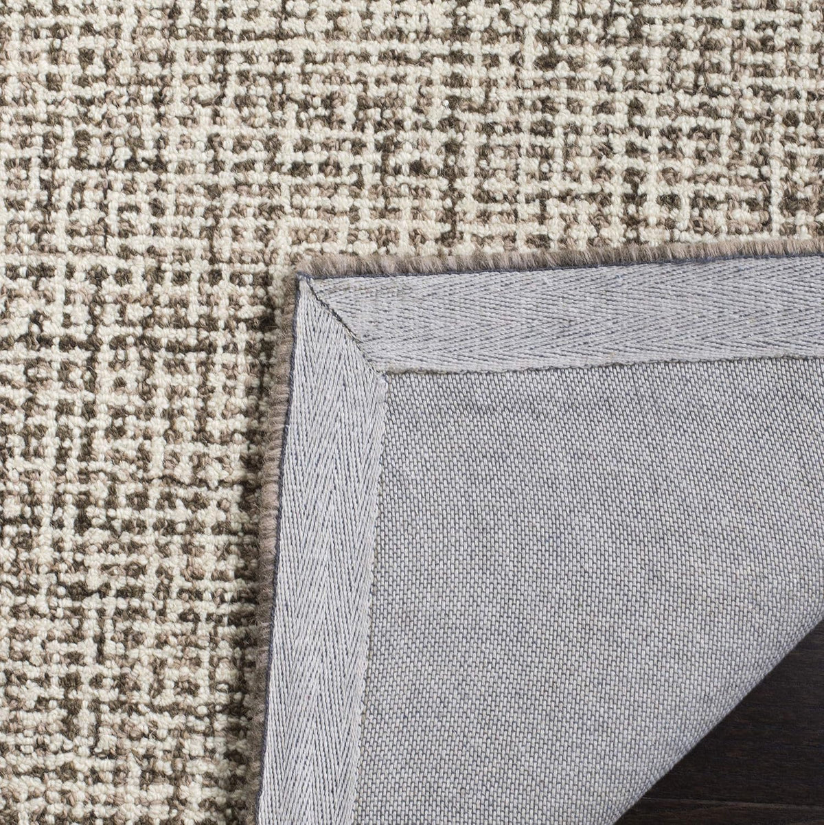 Abstract Collection Area Rug, Brown & Ivory, Handmade Wool, Ideal for High Traffic Areas in Living Room