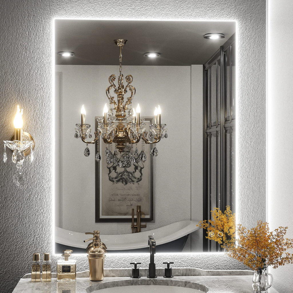 28" x 36" Backlit Mirror Bathroom, Tempered Glass