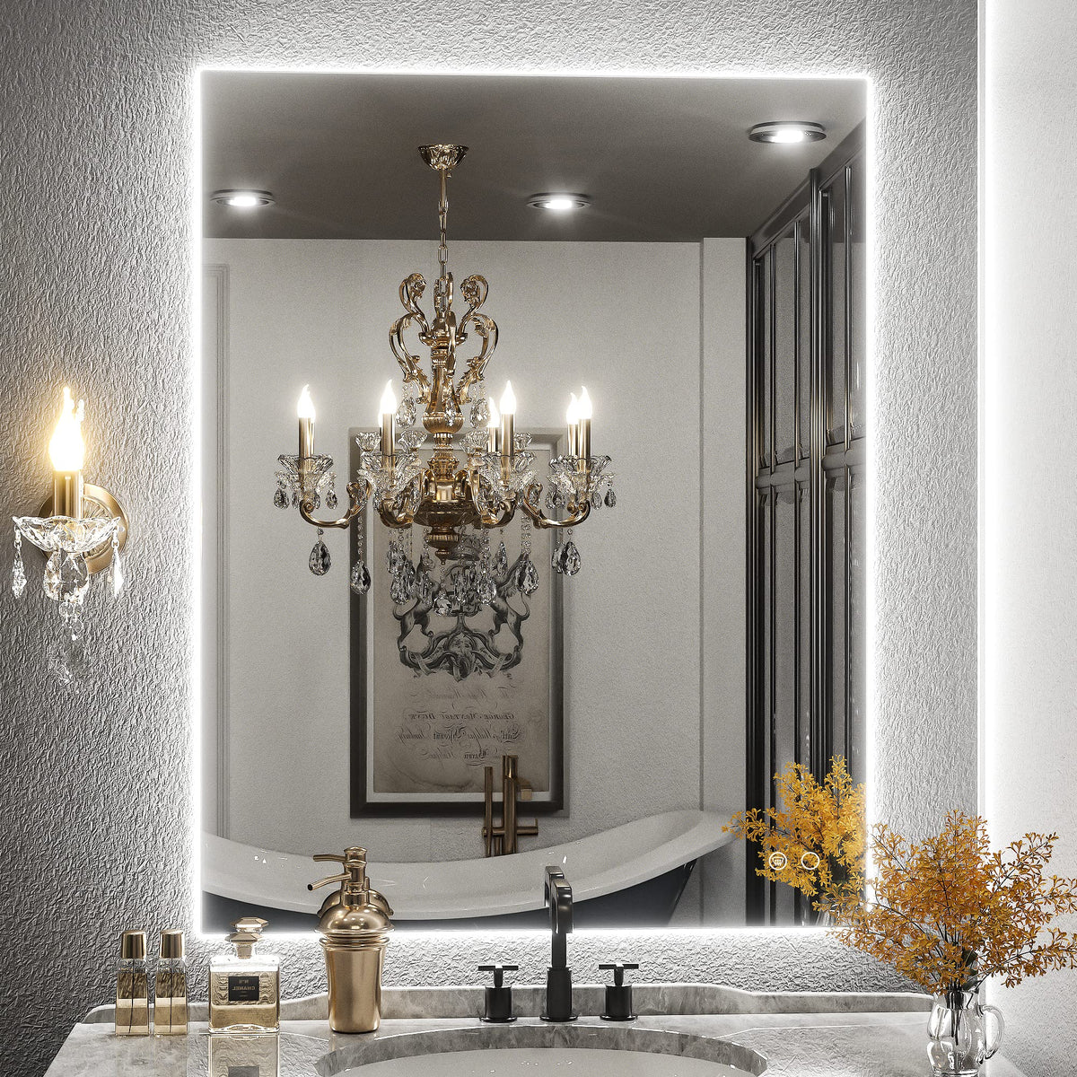 28" x 36" Backlit Mirror Bathroom, Tempered Glass
