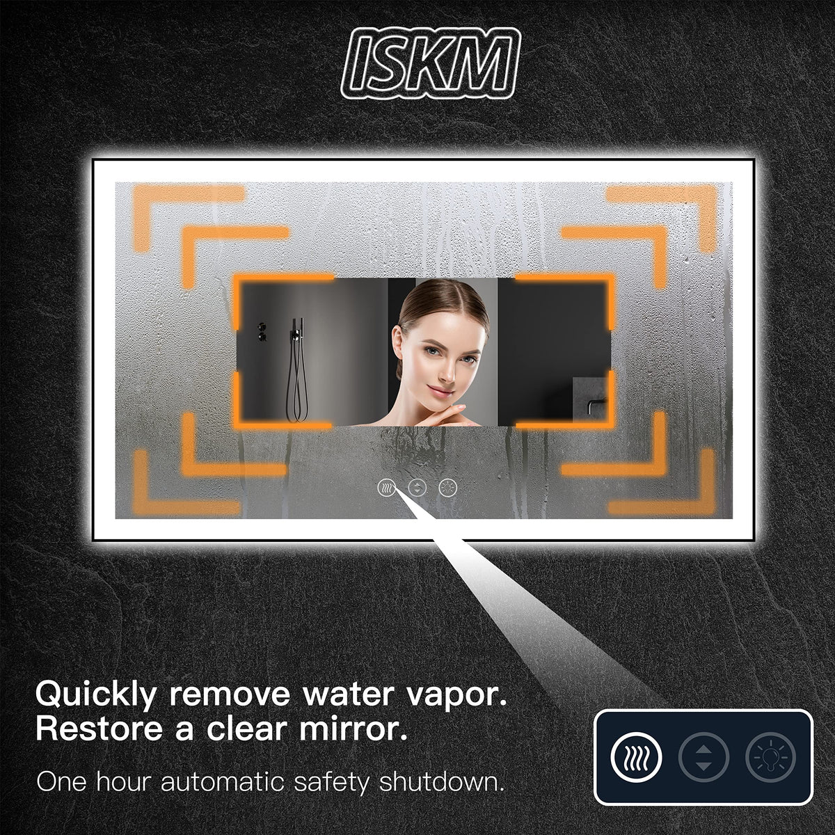 32x24 Framed LED Bathroom Mirror, Dimmable Front & Backlit, Anti-Fog