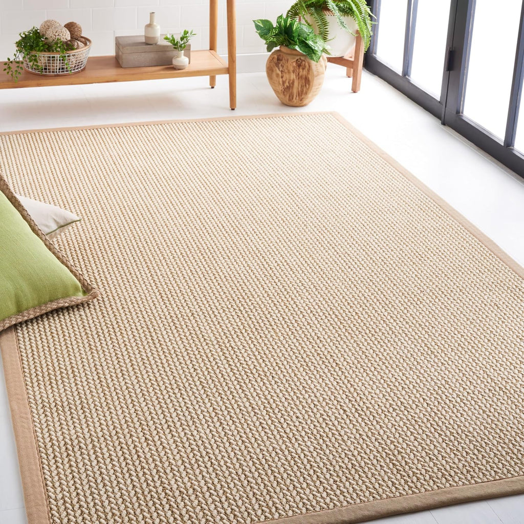 Area Rug - Natural Fiber Collection - Beige, Sisal & Wool, Woven Design with Border (NF475B)