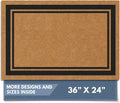Natural Coco Coir Non-Slip Doormat (24x36, Border) | Heavy-Duty Welcome Mat with Rug-Grip Backing for Front Door