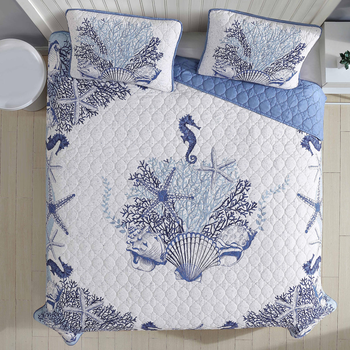 Coastal 3-Piece Quilt Set, Beach Delight Denim