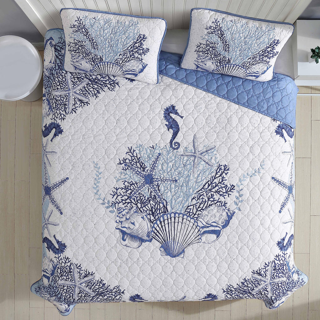Coastal 3-Piece Quilt Set, Beach Delight Denim