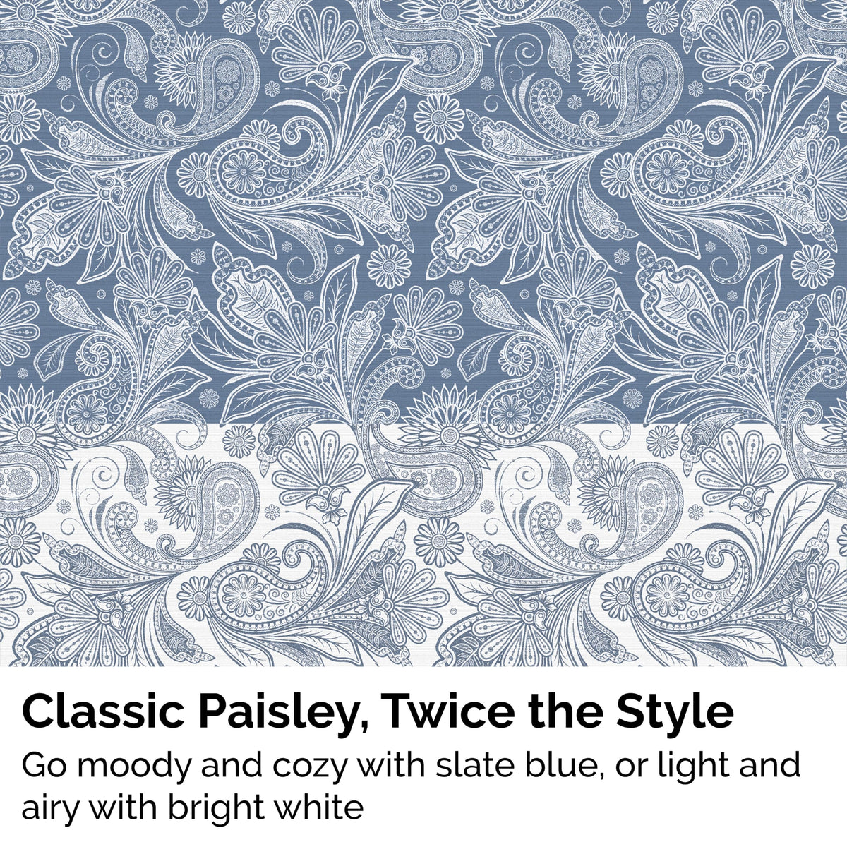 Queen/Full Size Blue Paisley Duvet Cover Set Reversible 98x98 With Zipper