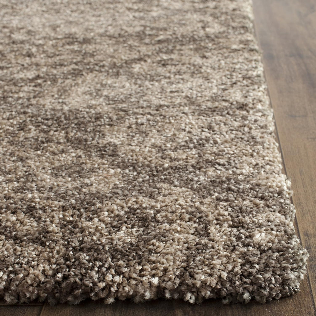 Florida Shag Collection Area Rug - 4' Square, Smoke & Beige, Damask Design, Non-Shedding & Easy Care, 1.2-inch Thick