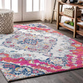 Boho Vintage Multi Indoor Area Rug, Bohemian Flair Medallion, Chic, Floral, High Traffic, Pet Friendly