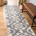 Moroccan Trellis Shag Cozy Indoor Runner Rug Gray/Cream