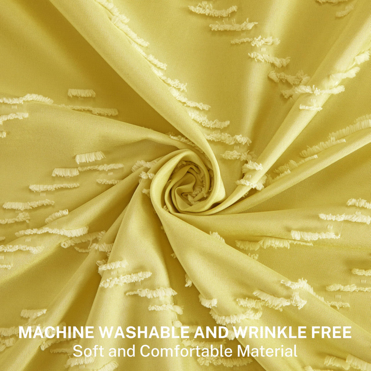 Yellow Boho with White Tassel - 72 x 72 Modern Farmhouse Textured Tufted Chevron Striped Minimalist Bathroom