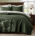 Twin 100% Cotton Paisley Quilt Bedding Set Olive Green Comforter